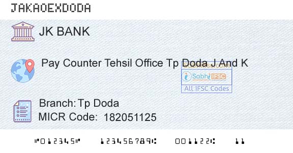 Jammu And Kashmir Bank Limited Tp DodaBranch 