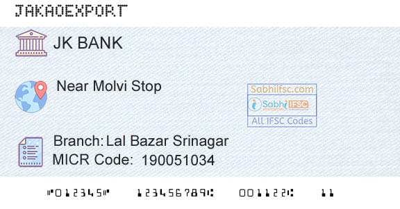 Jammu And Kashmir Bank Limited Lal Bazar SrinagarBranch 