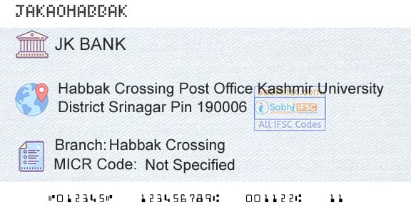 Jammu And Kashmir Bank Limited Habbak CrossingBranch 