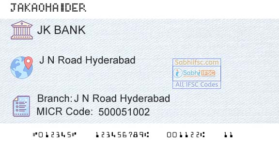 Jammu And Kashmir Bank Limited J N Road HyderabadBranch 
