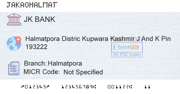Jammu And Kashmir Bank Limited HalmatporaBranch 