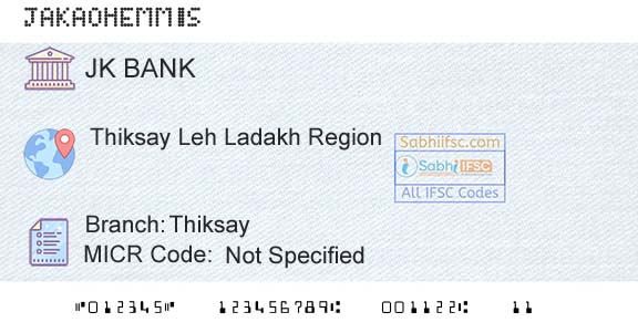 Jammu And Kashmir Bank Limited ThiksayBranch 