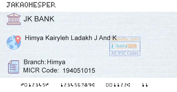 Jammu And Kashmir Bank Limited HimyaBranch 