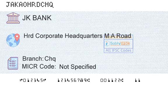 Jammu And Kashmir Bank Limited ChqBranch 