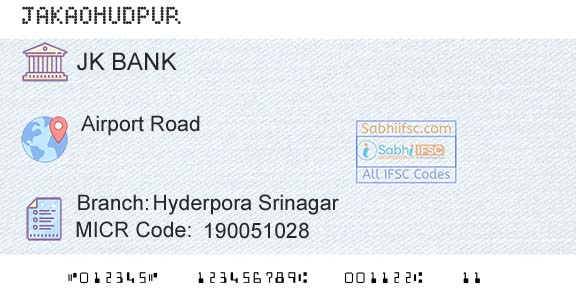 Jammu And Kashmir Bank Limited Hyderpora SrinagarBranch 