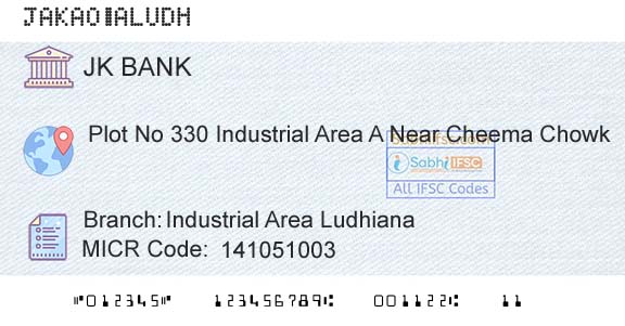 Jammu And Kashmir Bank Limited Industrial Area LudhianaBranch 