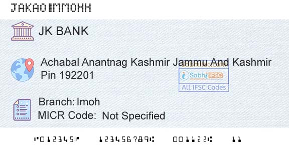 Jammu And Kashmir Bank Limited ImohBranch 