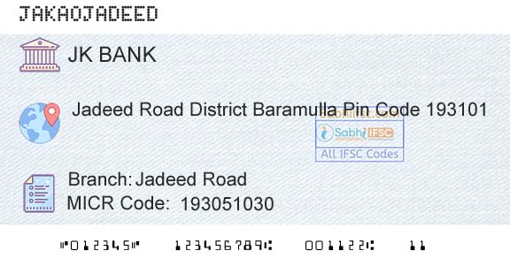 Jammu And Kashmir Bank Limited Jadeed RoadBranch 