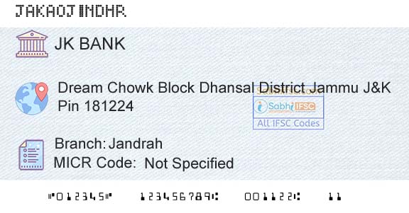 Jammu And Kashmir Bank Limited JandrahBranch 