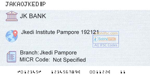Jammu And Kashmir Bank Limited Jkedi PamporeBranch 