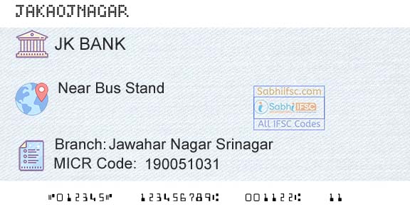 Jammu And Kashmir Bank Limited Jawahar Nagar SrinagarBranch 
