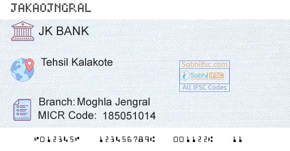 Jammu And Kashmir Bank Limited Moghla Jengral Branch 