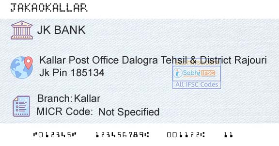 Jammu And Kashmir Bank Limited KallarBranch 