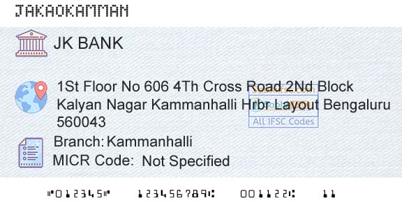 Jammu And Kashmir Bank Limited KammanhalliBranch 