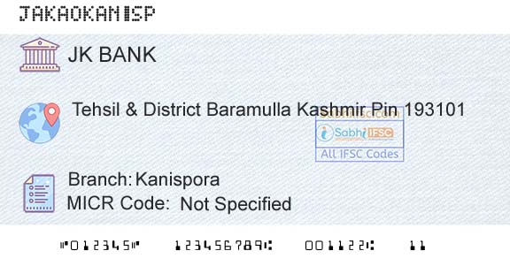 Jammu And Kashmir Bank Limited KanisporaBranch 