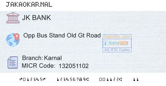 Jammu And Kashmir Bank Limited KarnalBranch 
