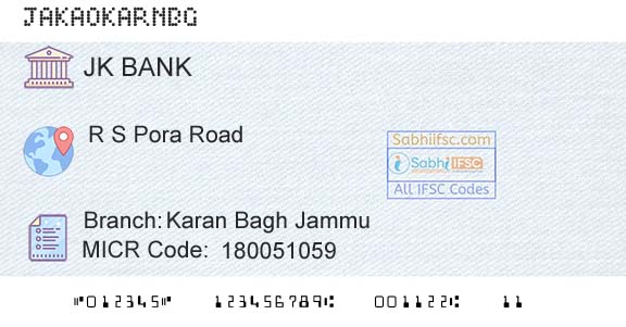 Jammu And Kashmir Bank Limited Karan Bagh JammuBranch 