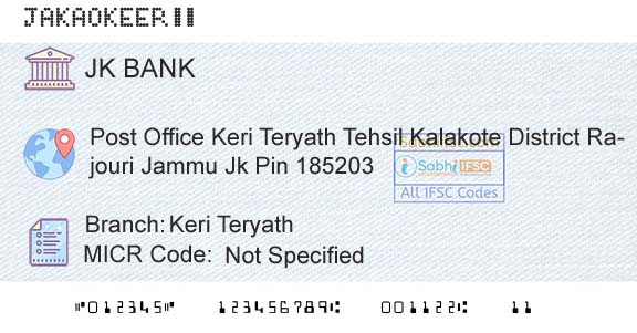 Jammu And Kashmir Bank Limited Keri TeryathBranch 
