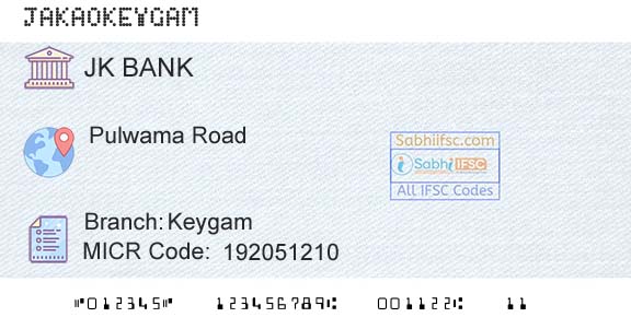 Jammu And Kashmir Bank Limited KeygamBranch 