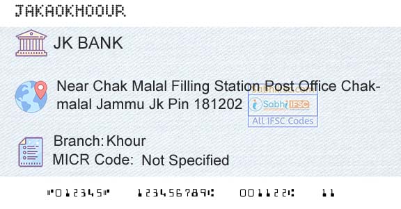Jammu And Kashmir Bank Limited KhourBranch 