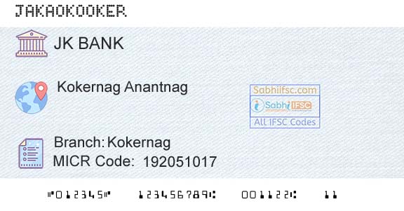 Jammu And Kashmir Bank Limited KokernagBranch 