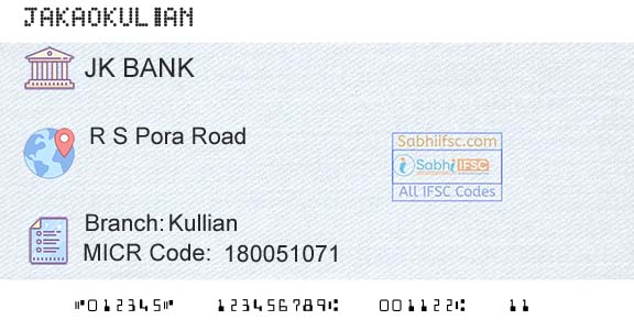 Jammu And Kashmir Bank Limited KullianBranch 
