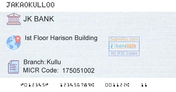 Jammu And Kashmir Bank Limited KulluBranch 