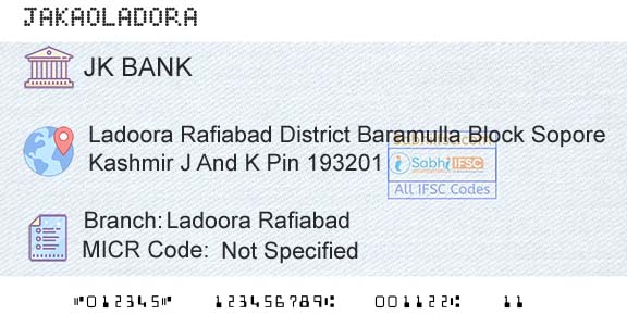 Jammu And Kashmir Bank Limited Ladoora RafiabadBranch 