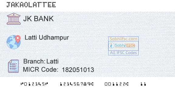 Jammu And Kashmir Bank Limited LattiBranch 