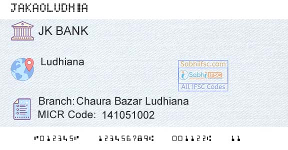 Jammu And Kashmir Bank Limited Chaura Bazar LudhianaBranch 