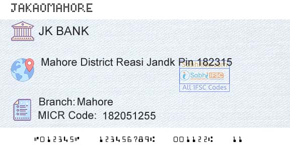 Jammu And Kashmir Bank Limited MahoreBranch 
