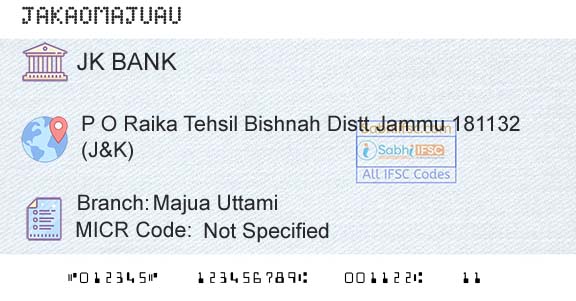 Jammu And Kashmir Bank Limited Majua UttamiBranch 