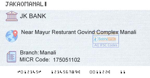 Jammu And Kashmir Bank Limited ManaliBranch 