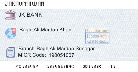 Jammu And Kashmir Bank Limited Bagh Ali Mardan SrinagarBranch 