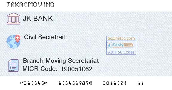Jammu And Kashmir Bank Limited Moving SecretariatBranch 