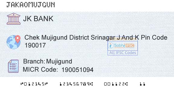 Jammu And Kashmir Bank Limited MujigundBranch 