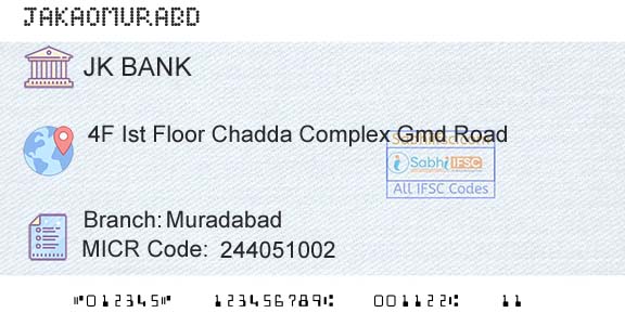 Jammu And Kashmir Bank Limited MuradabadBranch 