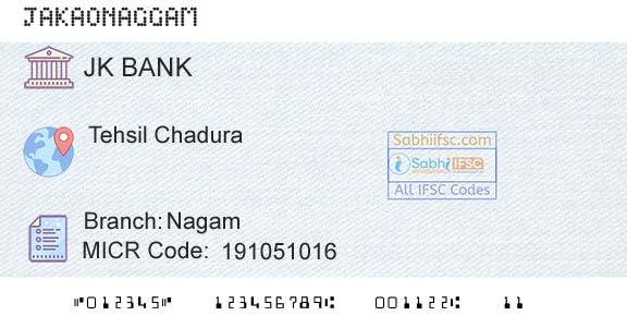 Jammu And Kashmir Bank Limited NagamBranch 