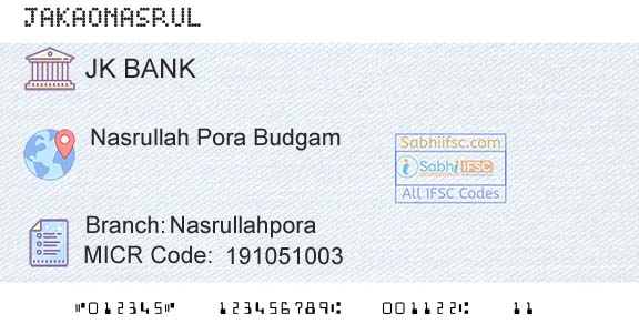 Jammu And Kashmir Bank Limited NasrullahporaBranch 