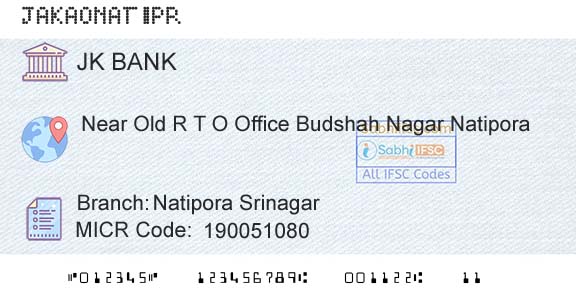 Jammu And Kashmir Bank Limited Natipora SrinagarBranch 