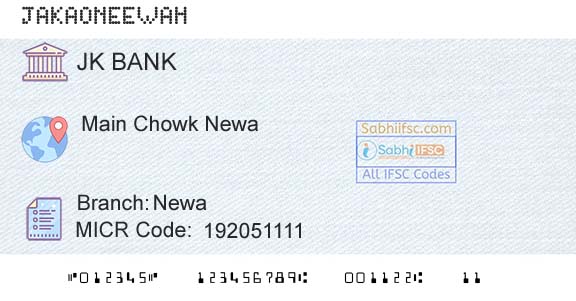Jammu And Kashmir Bank Limited NewaBranch 