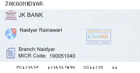 Jammu And Kashmir Bank Limited NaidyarBranch 