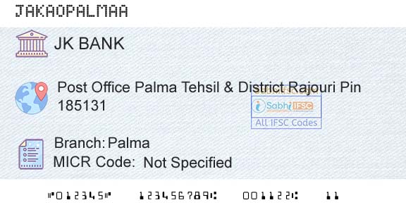 Jammu And Kashmir Bank Limited PalmaBranch 