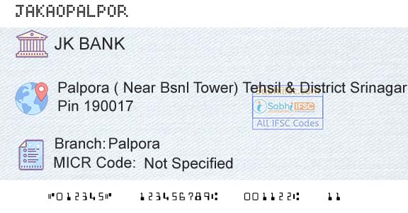 Jammu And Kashmir Bank Limited PalporaBranch 