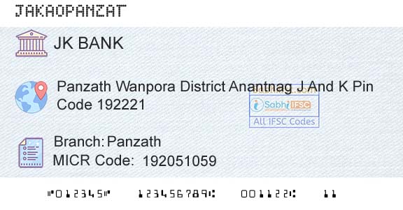 Jammu And Kashmir Bank Limited PanzathBranch 