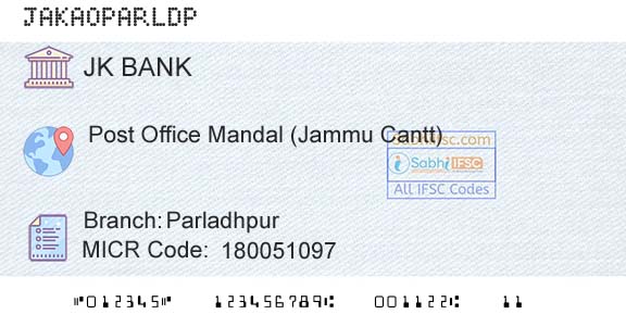 Jammu And Kashmir Bank Limited ParladhpurBranch 