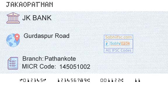 Jammu And Kashmir Bank Limited PathankoteBranch 