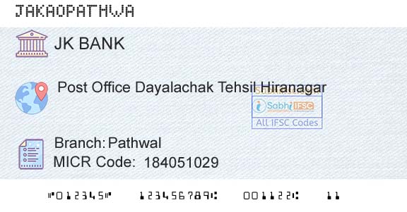Jammu And Kashmir Bank Limited PathwalBranch 