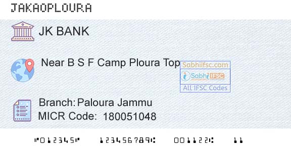 Jammu And Kashmir Bank Limited Paloura JammuBranch 