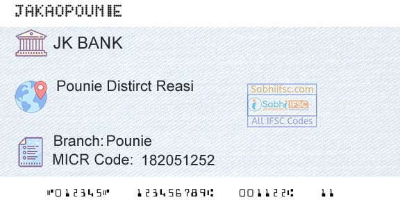 Jammu And Kashmir Bank Limited PounieBranch 